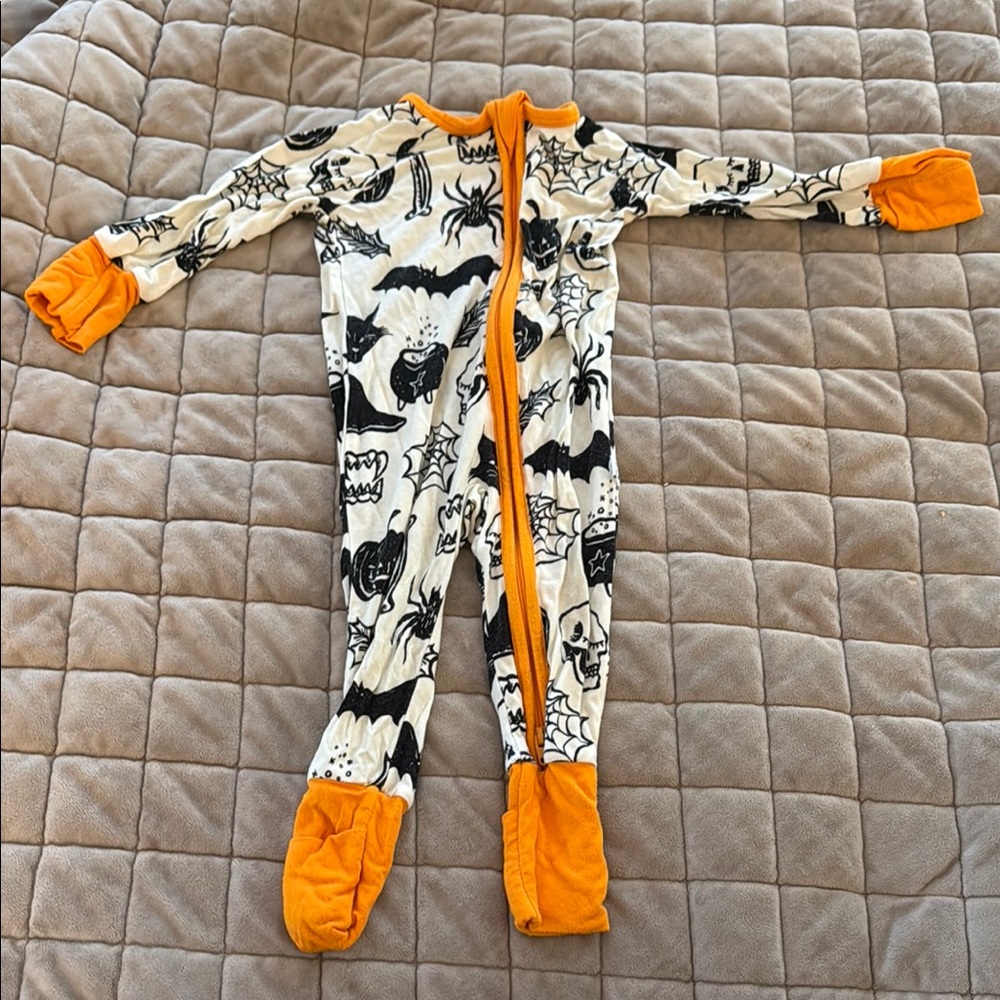 Little Sleepies Halloween Kids Zippy Pajama - Black, White, and Orange